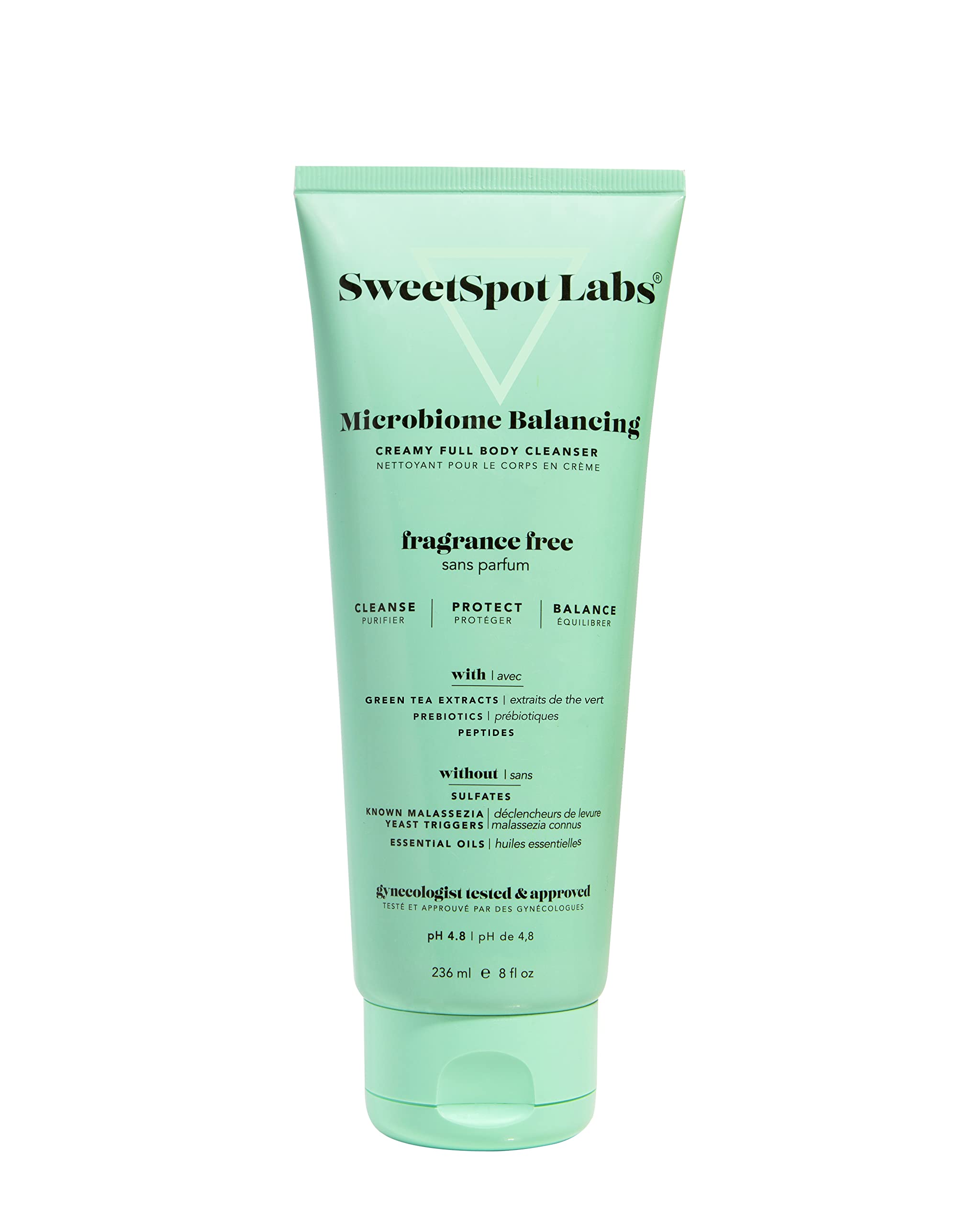 SweetSpot Labs Microbiome Balancing Feminine Wash, Clean, Gynecologist Tested & Approved, pH Balanced Body Wash, Unscented & Sulfate Free, 8 oz