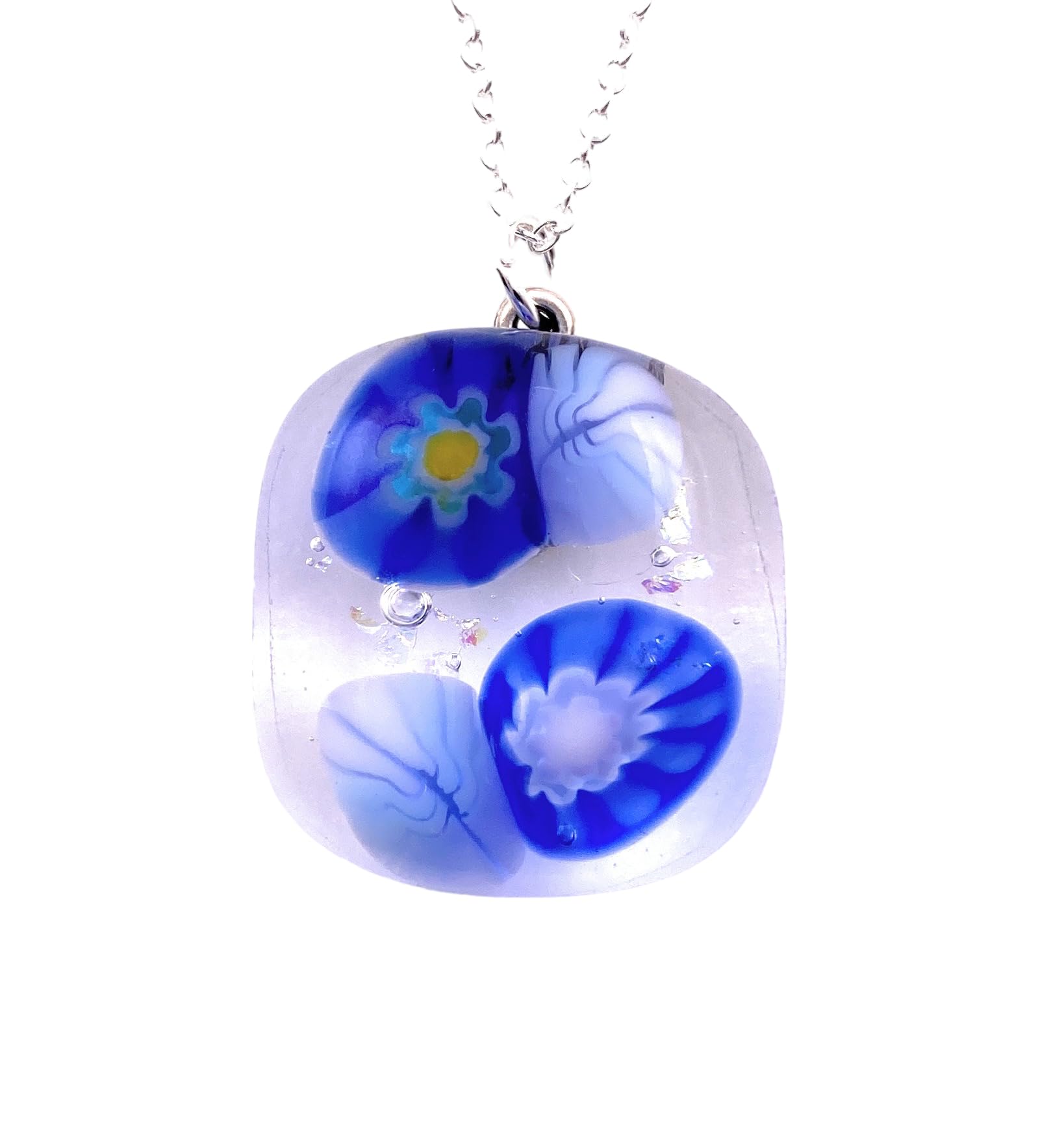 Flower Pendant, Glass Flower Pendant, Handmade Glass Pendant, Dichroic Glass Pendant, Floral Pendant, Glass Pendant