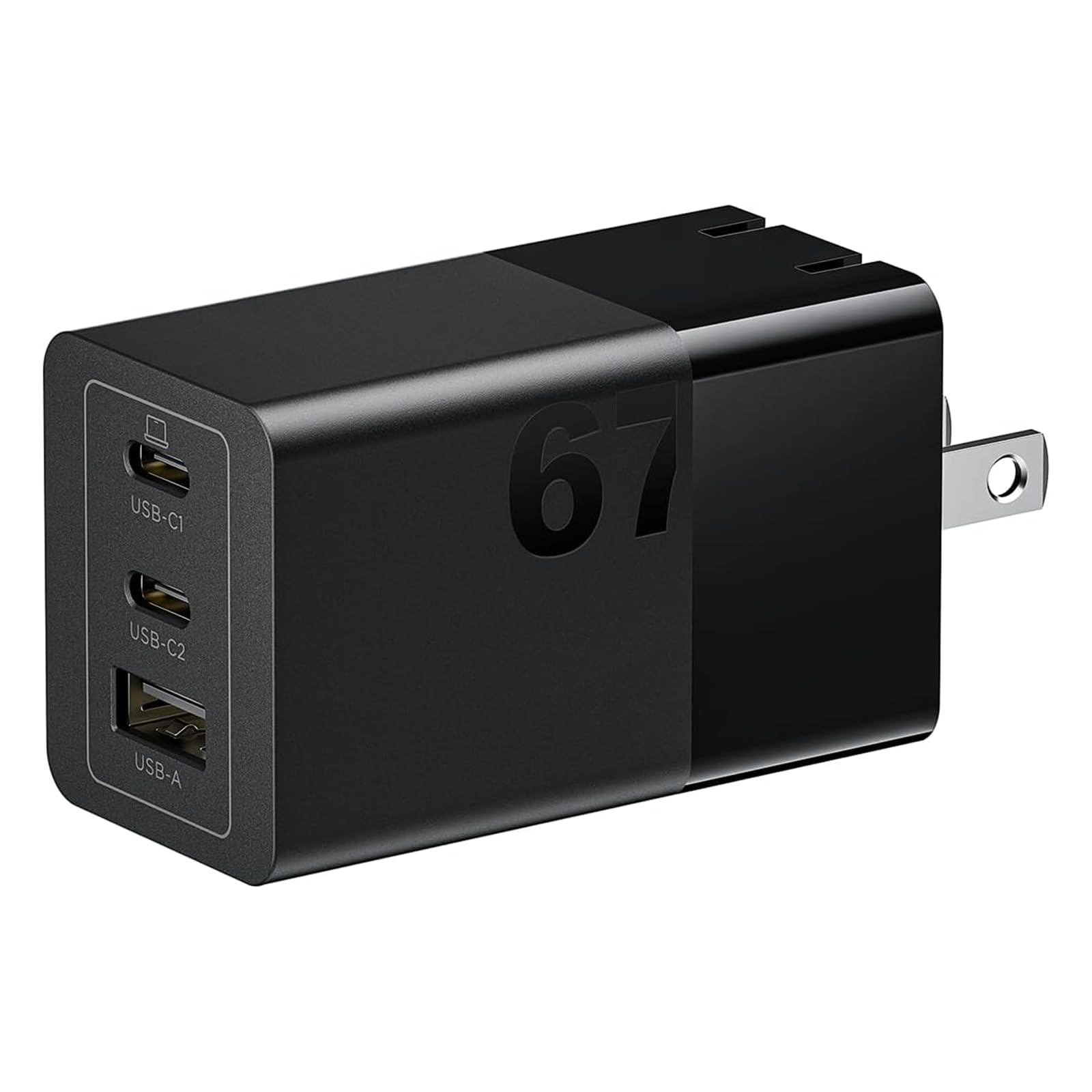Lenovo 67W USB-C Charger, 3-Port Multi-Device Fast Charging, Advanced GaN Charger Block, Compact Fast Wall Charger, for MacBook Pro/Air, Dell XPS, iPhone 16 Series, Samsung Galaxy, and More