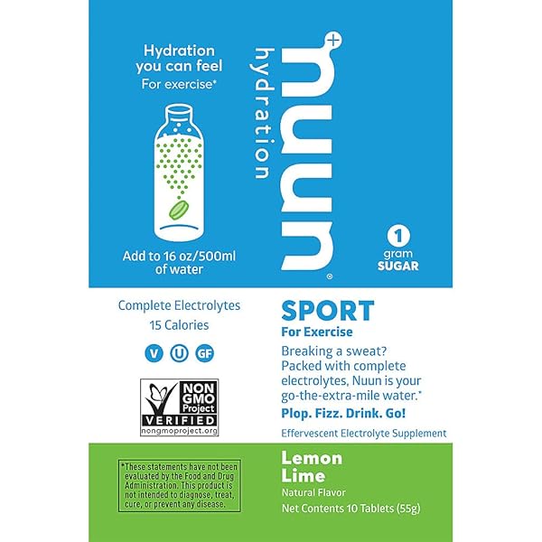 NUUN, ELECTROLYTE DRINK TABS LEMON LIME, 8 COUNT, 1.9 OUNCE