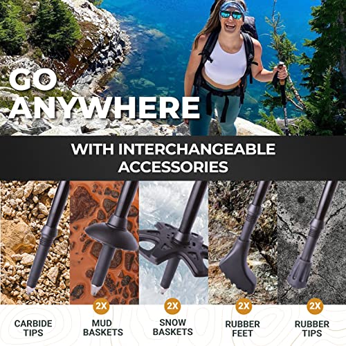 Hiker Hunger Folding Walking Stick, Folding Trekking Poles, Hiking