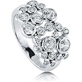 BERRICLE Sterling Silver Bubble Cocktail Ring for Women, Cubic Zirconia CZ