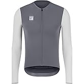 Santic Men's Cycling Jersey Long Sleeve Pro Road Bike Shirt Full Zipper UPF 50+ MTB Jersey with Pockets