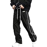 QJQ Men's Wide Leg Baggy Sweatpants Vintage Y2K Track Pants Parachute Pants with Pockets Casual Streetwear