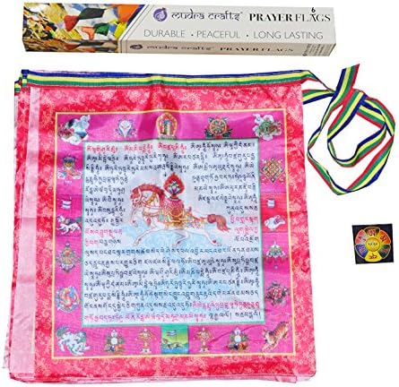 Mudra Crafts Tibetan Buddhist Indoor Outdoor Satin Affirmation Windhorse Prayer Flags (Lungta Prayer)