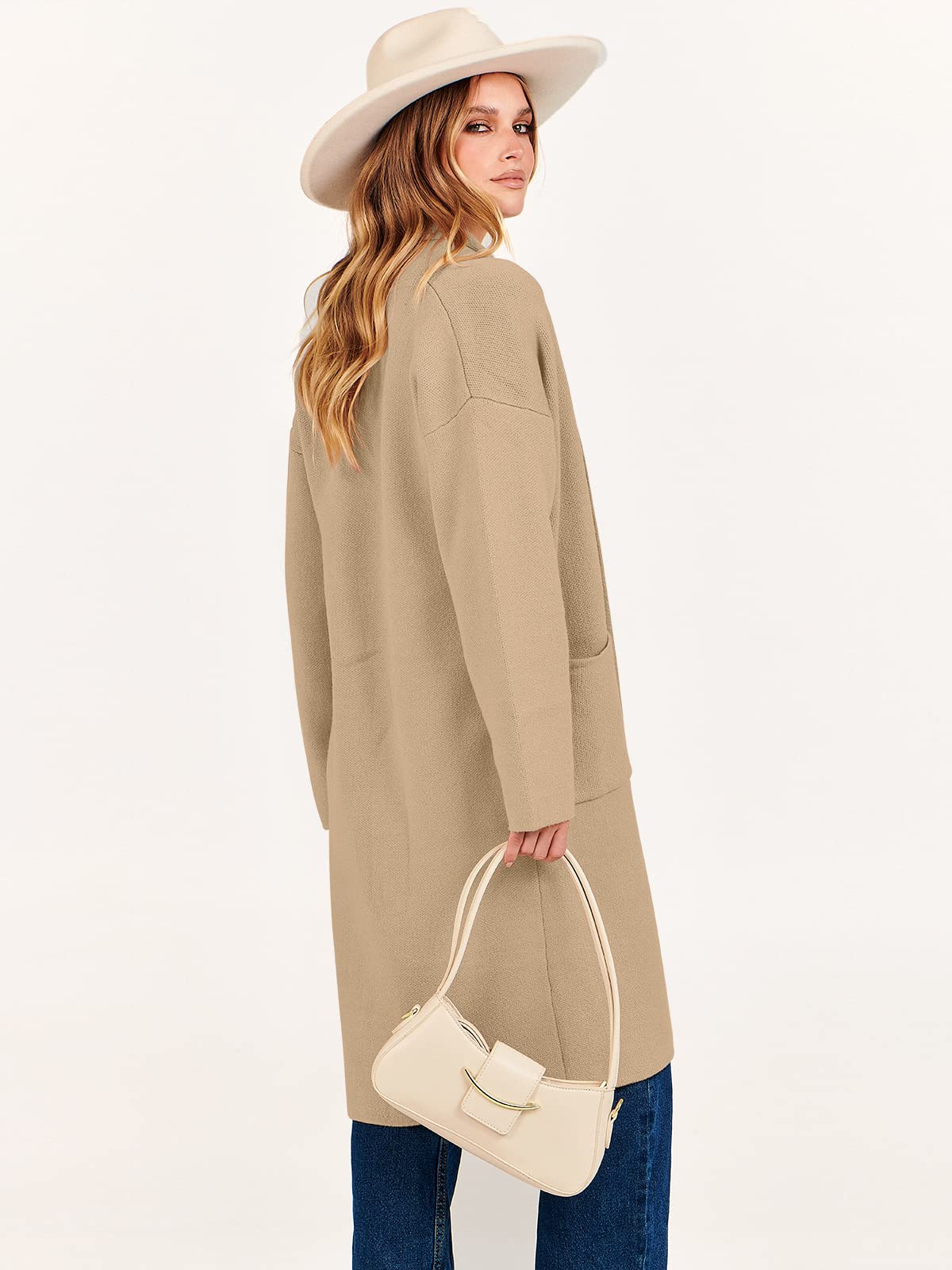 ANRABESS Women's Cardigan Long Sweater Oversized Open Front Knit Duster Coat 2025 Trendy Lady Fall Coatigan Outerwear