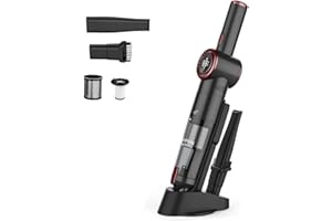 Nicebay Cordless Handheld Vacuum Cleaner, 15KPA Strong Suction Portable Hand Vacuum Cleaner, LED Display Car Vacuum Cleaner, Fast Charging Dock, Rechargeable Handheld Vacuum Black & Red