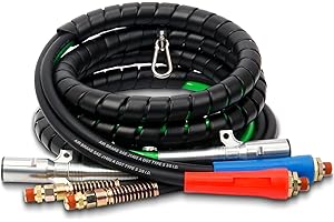 YiaChuii 15ft 3 in 1 ABS & Power Air Line Hose Kit,Wrap 7 Way Electric Line Rubber Air Lines for Tractor Trailer Semi Truck