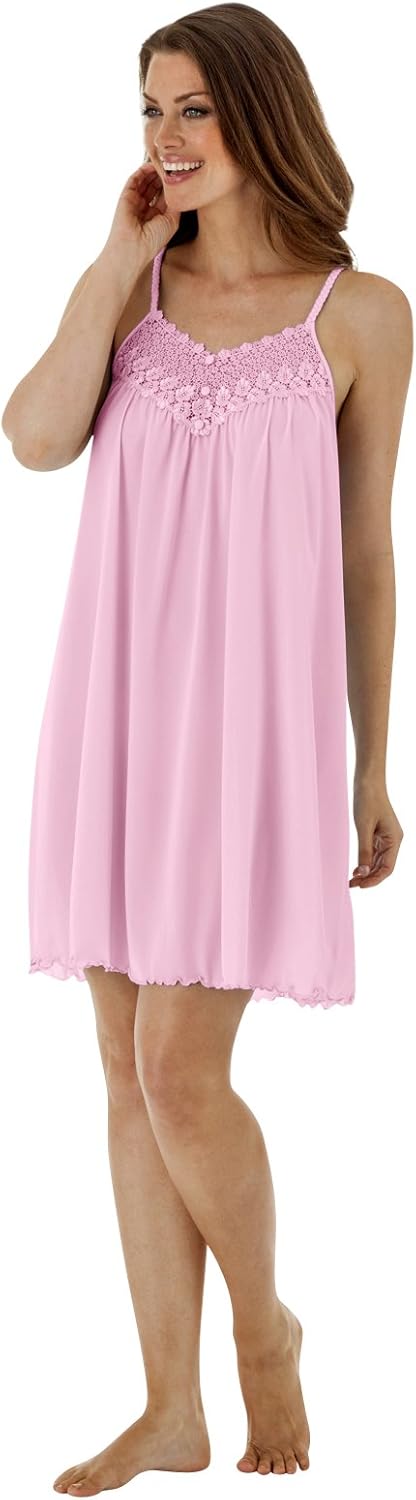 Shadowline Women's Plus-Size Beloved 38 Inch Braided Spaghetti Strap Short Gown at  Women’s Clothing store