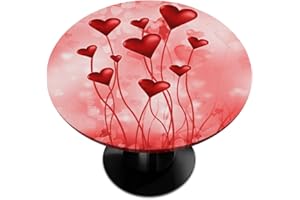 PARDICK Valentines Day Decor Round Fitted Tablecloth Red Heart Round Table Cover with Elastic Edge Waterproof Wipeable Polyester Circle Table Cloths for Outdoor Picnic Party Patio Fit for 45"-50" Table