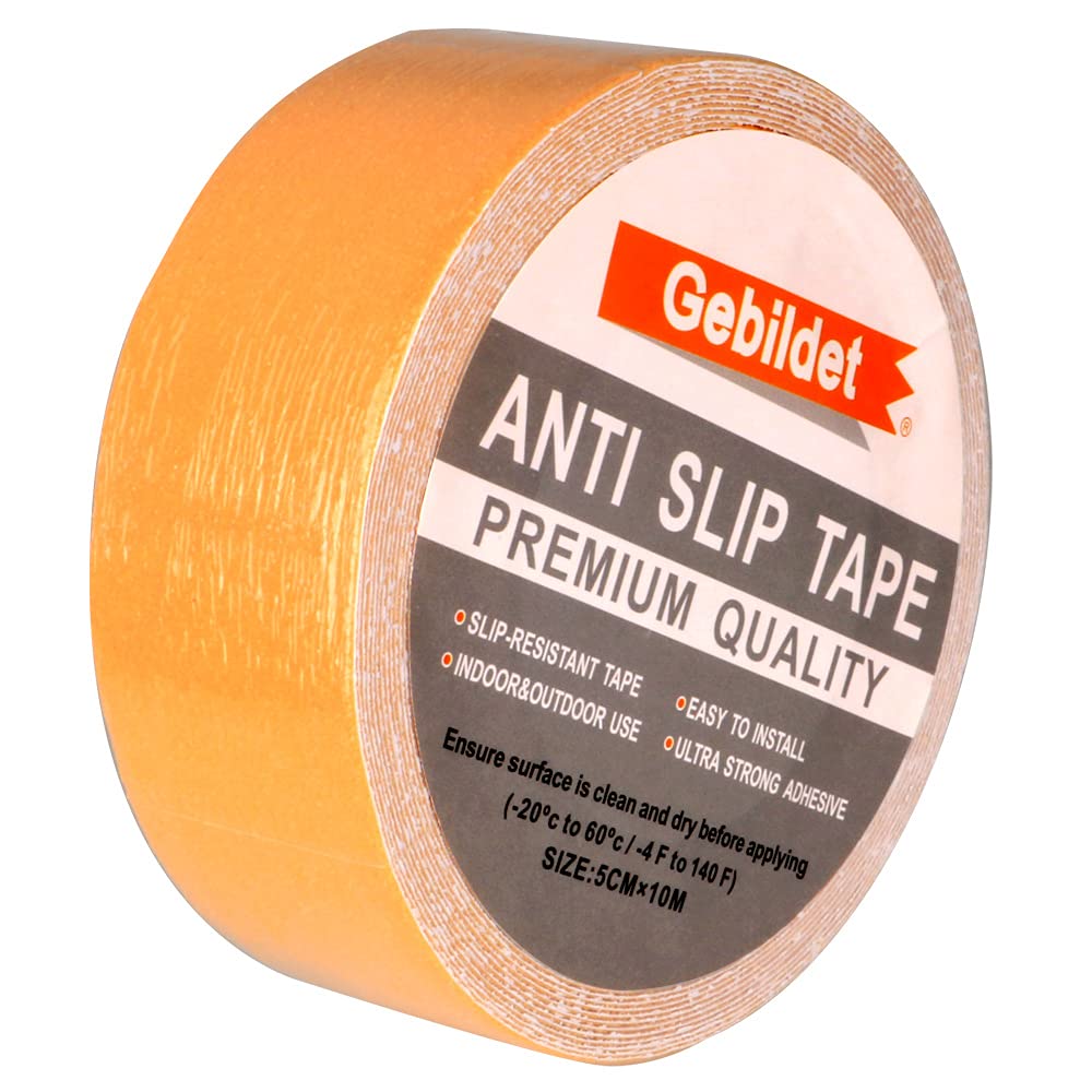 Gebildet Adhesive Anti-Slip Safety Tape, Skid Tape Roll, High Traction Strong Grip Abrasive, Use Indoor and Outdoor (5cm x 10m, Yellow)