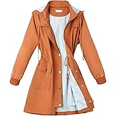 SUKUTU Rain Jacket Women Waterproof Raincoat Lightweight Windbreaker Outdoor Jacket Hooded Trench Coat