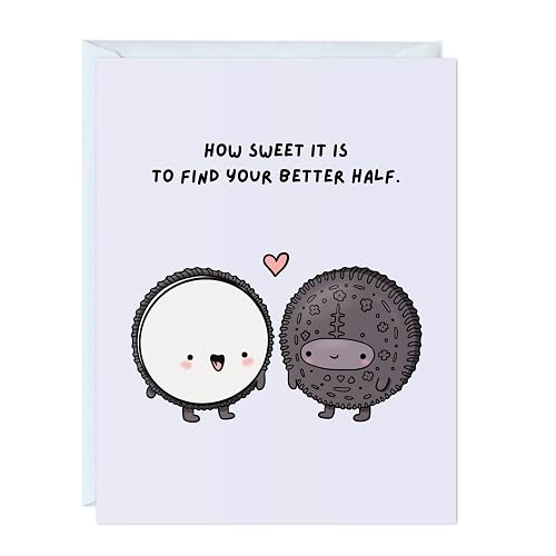 Cute Wedding Card for Bride, Groom, Bridesmaid, Bachelorette, Couple, Husband, Wife, Him, Her - Cute Punny Engagement, Congratulations, Love Greeting Card - Blank Inside (How Sweet It Is To Find Your Better Half.)
