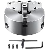 VEVOR 3-Jaw Lathe Chuck, 8'', Self-Centering Lathe Chuck, 0.16-8 in/4-200 mm Clamping Range with T-key Fixing Screws Hexagon Wrench, for Lathe 3D Printer Machining Center Milling Drilling Machine