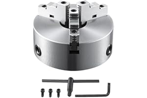 VEVOR 3-Jaw Lathe Chuck, 8'', Self-Centering, 0.16-8 in/4-200 mm Clamping Range, T-Key Fixing Screws, Hexagon Wrench, for Lat