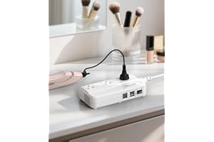 BESTEK Universal Travel Adapter 220V to 110V Voltage Converter with 0-2.4A 4 Port USB Charging and UK/AU/US/EU Worldwide Plug Adapter (White)