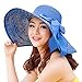 Itopfox Womens Foldable Floppy Big Bowknot Straw Sun Hat Wide Brim Summer Beach Vacation UV UPF 50
