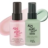 TOUCH IN SOL No Pore Blem Primer + Redness Correcting Base Set - Pore Filler Blurring Primer Before Makeup - Tone Neutralizing before Foundation - Pore Minimizing, Sebum, and Shine Control 1.01fl. oz.