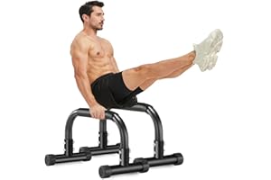 YOKELE Push Up Bar 9.5" High Parallettes Bars No Wobbling Dip Bar for Handstand, Planche, L-Sit, Strength Training, Calisthenics Equipment for Home Gym (Black)