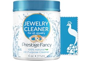 PRESTIGE & FANCY Deluxe Jewelry Cleaner, Restores and Shines Jewelry Cleaner Solution, Liquid Cleaning Brush and Polishing Cloth Kit, for All Jewelry Precious Stones, Metal Gold & Silver, Diamond Ring Cleaner