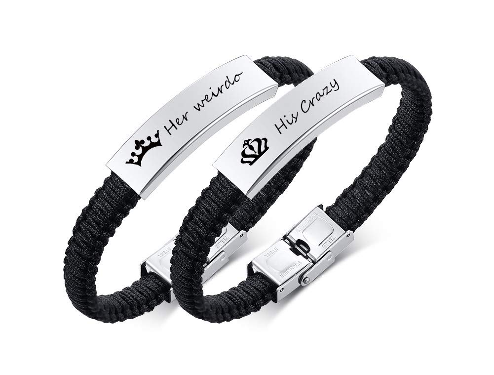VNOX Couple Jewelry-Mens Womens Matching Bracelet His Her Cuff Bracelet Gift for Boyfriend Girlfriend Husband Wife Dad Bestman|Gift for Christmas,Birthday,Valentine's Day