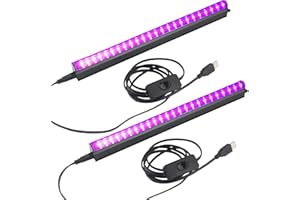 CICINY UV Black Light Bar for Glow Party: 10W 1ft USB Portable LED Blacklight Tube Party Supplies for Body Paint Stage Fluorescent Poster Halloween Club Bedroom Decoration Urine Detection 2 Pack