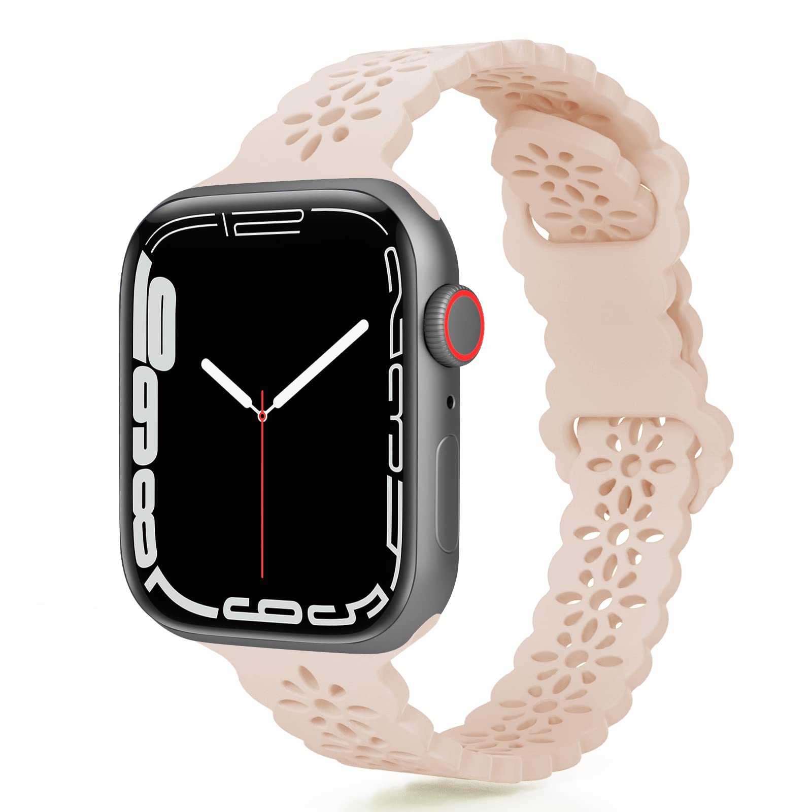 TopPerfekt Lace Silicone Straps Compatible with Apple Watch Straps38/40/41mm, Women Slim and Breathable Sports Wristband with Classic Clasp for iWatch Series Ultra SE 8 7 6 5 4 3 2 1