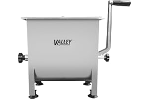 Valley Sportsman Meat Mixer, 4.2 Gallons 18 Pound Capacity, Manually Cranked or Motorized Sausage Mixer Machine for Mixing, Stainless Steel, Both Commercial and Household Use