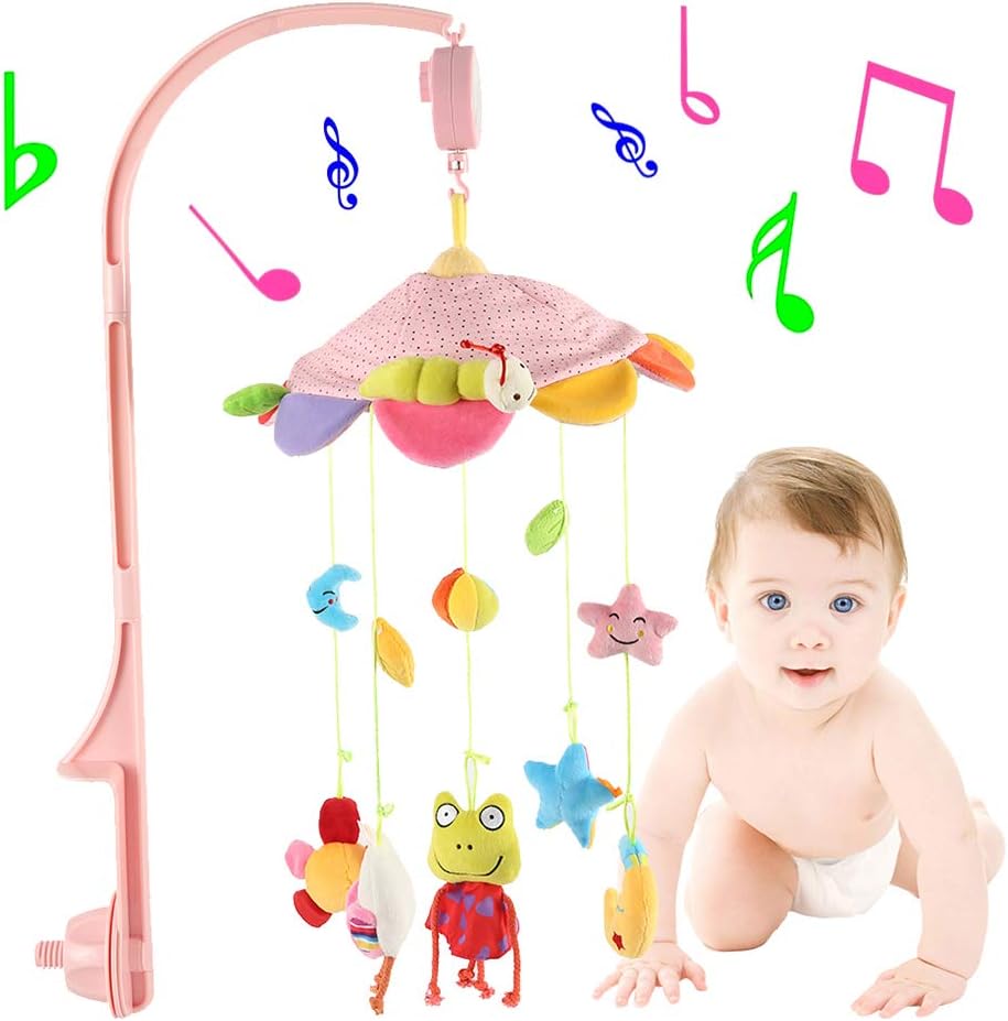 Dightyoho Baby Cot Mobile Toy with Music Gentle Rotating Motion Soft Starlight Projection Soothing Songs Suitable from Birth Newborn Infant Toddler