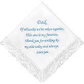 HOULIFE Wedding Handkerchiefs for Bride, Something Blue Wedding Brides Gift Embroidered Handkerchief with Lace Edges