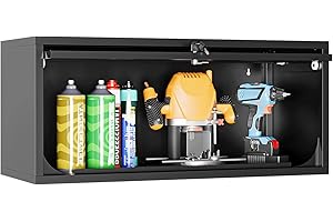SISESOL Metal Wall Storage Cabinet with Up-Flip Door, Mounted Storage Cabinet with Lock 1 Shelf Garage Storage, Floating Tool