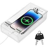Cell Phone Lock Box,Mobile Phone Storage Jail Box with 2 Keys Transparent Phone Locker Phone Acrylic Key Staff