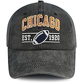 Terojnkl Embroidered City Football Hat for Men Women, Adjustable Unisex Cotton Fans Baseball Cap