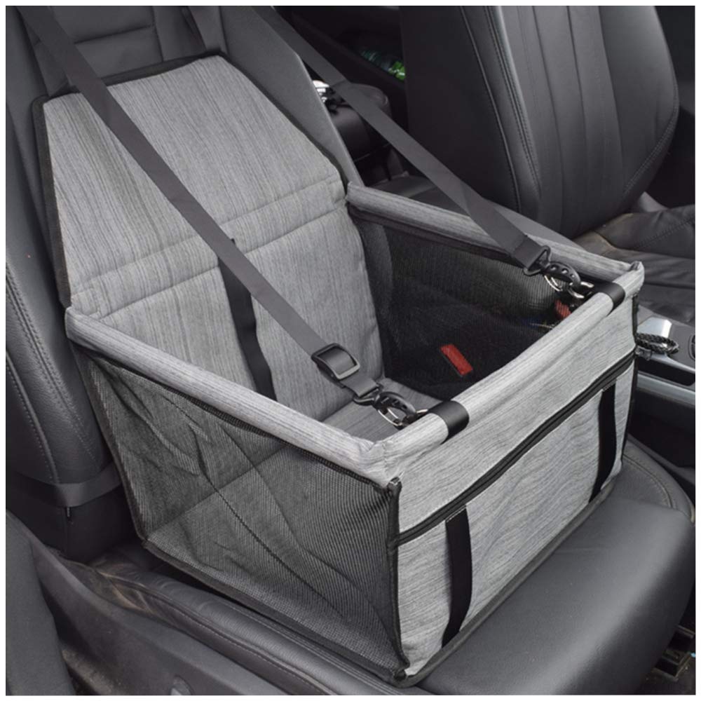 New Waterproof Breathable Pet Car Mat Safety Pet Car Booster Washable Frosted Oxford Cloth Pet Carry Car Bag Travelling Pet Car Cushion(Vertical Stripe-Gray)