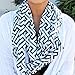 Pop Fashion Shop Women's Greek Key Pattern Infinity Scarf with Zipper Pocket (Navy Blue)