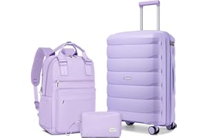 TRIPLAYER Carry On Luggage 22x14x9 Airline Approved, 22 Inch PP Hardshell Luggage Carry-on Suitcase with Spinner Wheels, Carry On Suitcase Set for Women (Lavender)