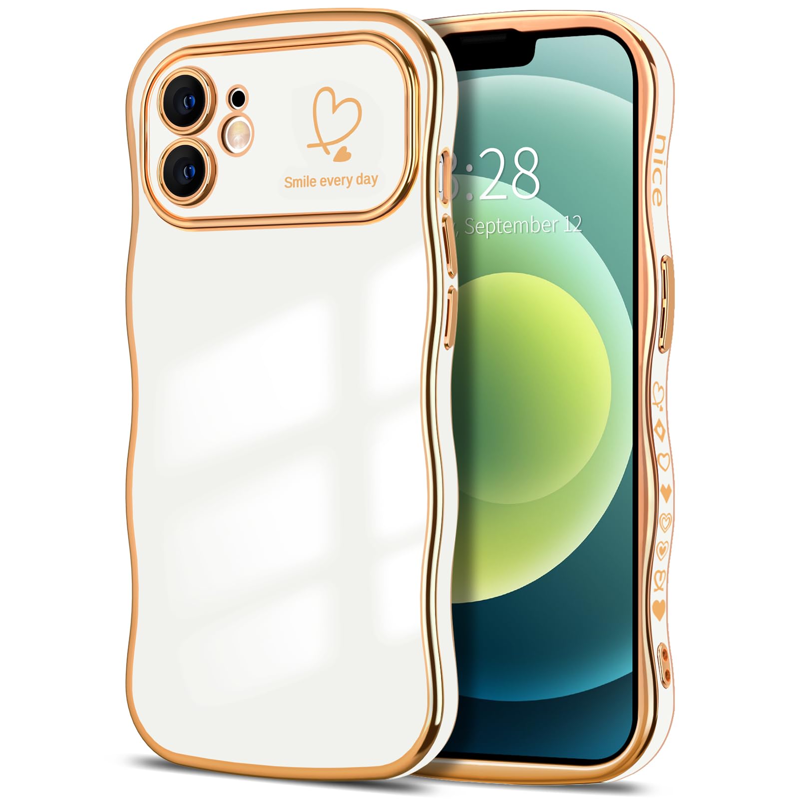 Hython for iPhone 12 Case Cute Curly Wave Frame