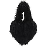 LUI SUI Heart Shaped Faux Fur Tote Bag for Women, Soft Plush Winter Handbag, Heart Furry Purse
