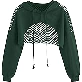 SweatyRocks Women's Casual Solid Cut Out Front Long Sleeve Pullover Crop Top Sweatshirt