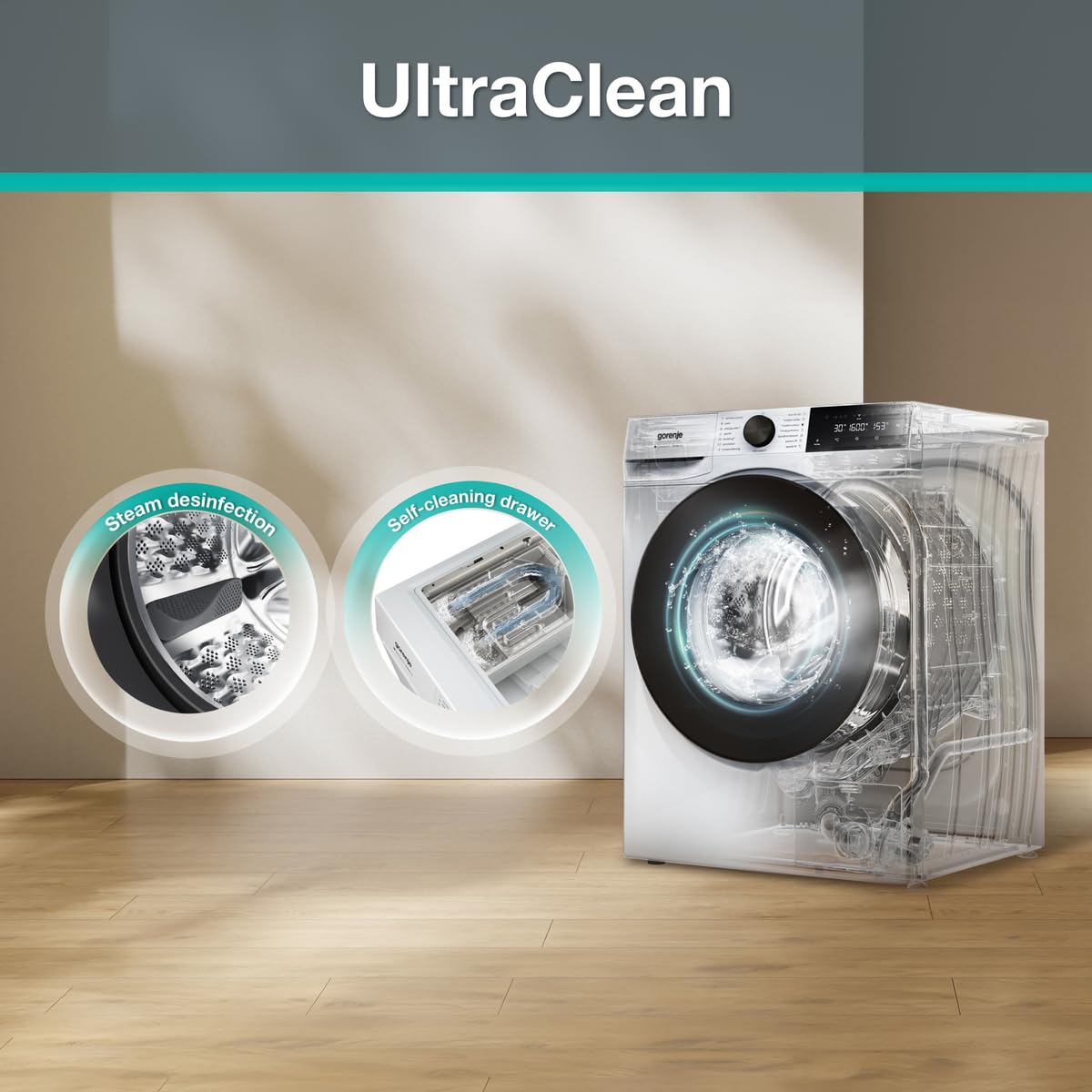 Gorenje W53G484A3P1B Waschmaschine mit Dampffunktion /8 KG /1400 U-Min/ConnectLife /15 Programme/UltraClean/AquaStop/SteamTech/30% besser als Energieeffizienzklasse A/Schwarz 4