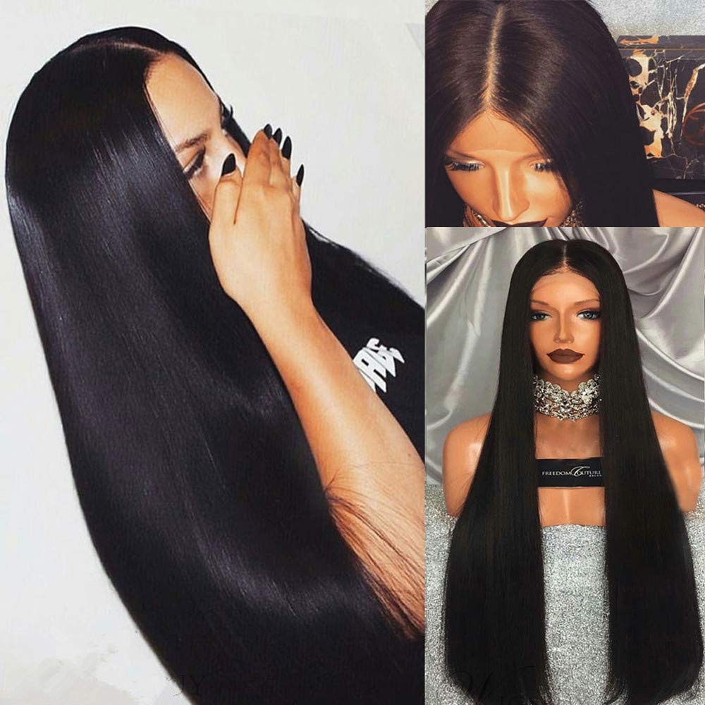 Amazon Com Mr Macy 16 Long Straight Black Middle Part Wig For