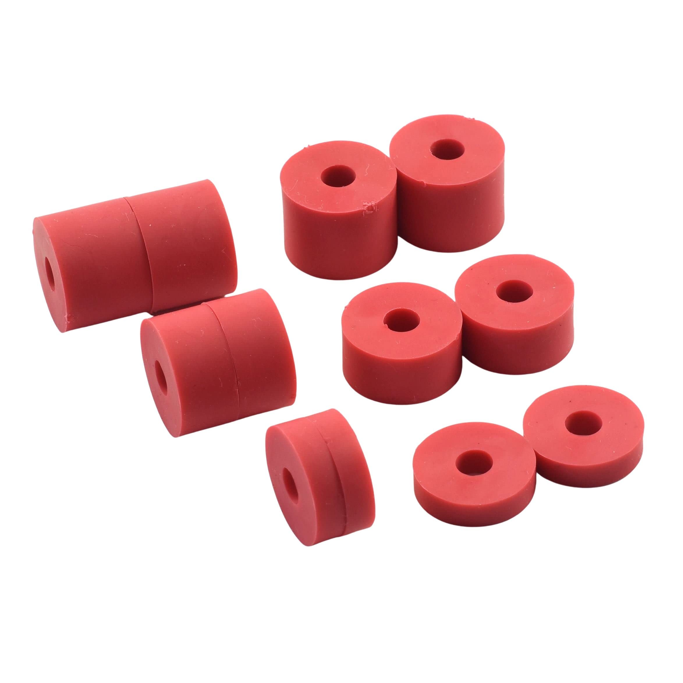 Hawkeng 6mm (M6) Super Soft Rubber Spacers Standoff Washers Shore A 38 (12 Pack) 4 x 15mm, 4 x 10mm, 2 x 5mm – Red