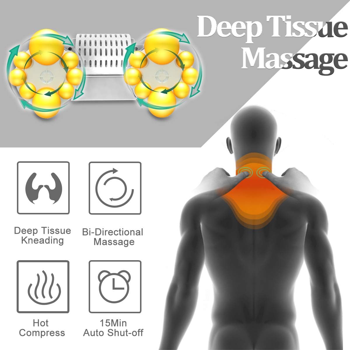 Shiatsu Neck Massager, Electric Back Massager for Pain Relief, Neck Support Massage Pillow with Heat,16 Deep Tissue Massage Nodes for Cervical,Shoulder,Foot,Leg,Body Muscle,Great Gifts for Everyone: Health & Personal Care