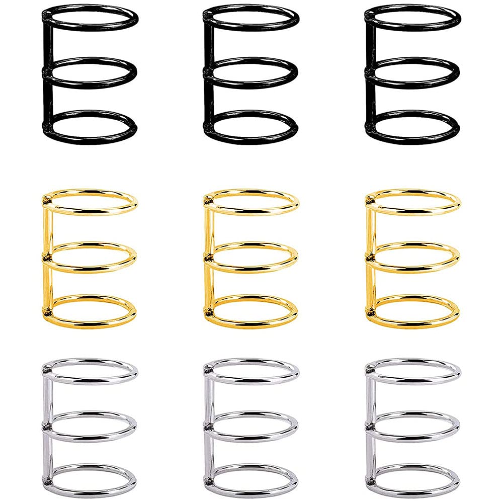 9 Pieces Book Loose Leaf Binder, Metal Book Ring, Metal Loose Leaf, 3 Hole Book Ring, 3-Rings Book Ring, Index Card Rings, for School Office Home Notebook Scrapbook Album Craft DIY (3 Colors)