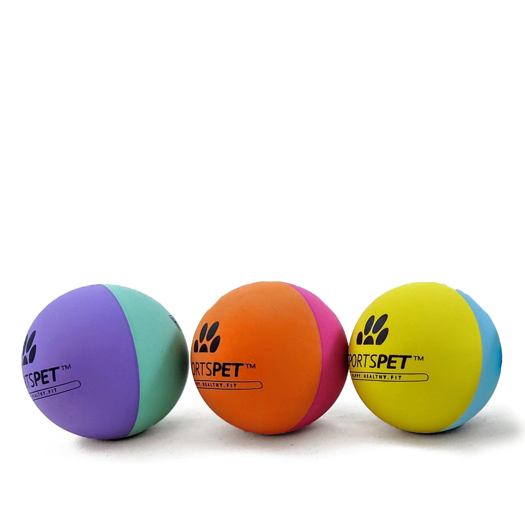 SPORTSPET High Bounce Natural Rubber Dog Balls (3 Pack High Bounce) (60mm)