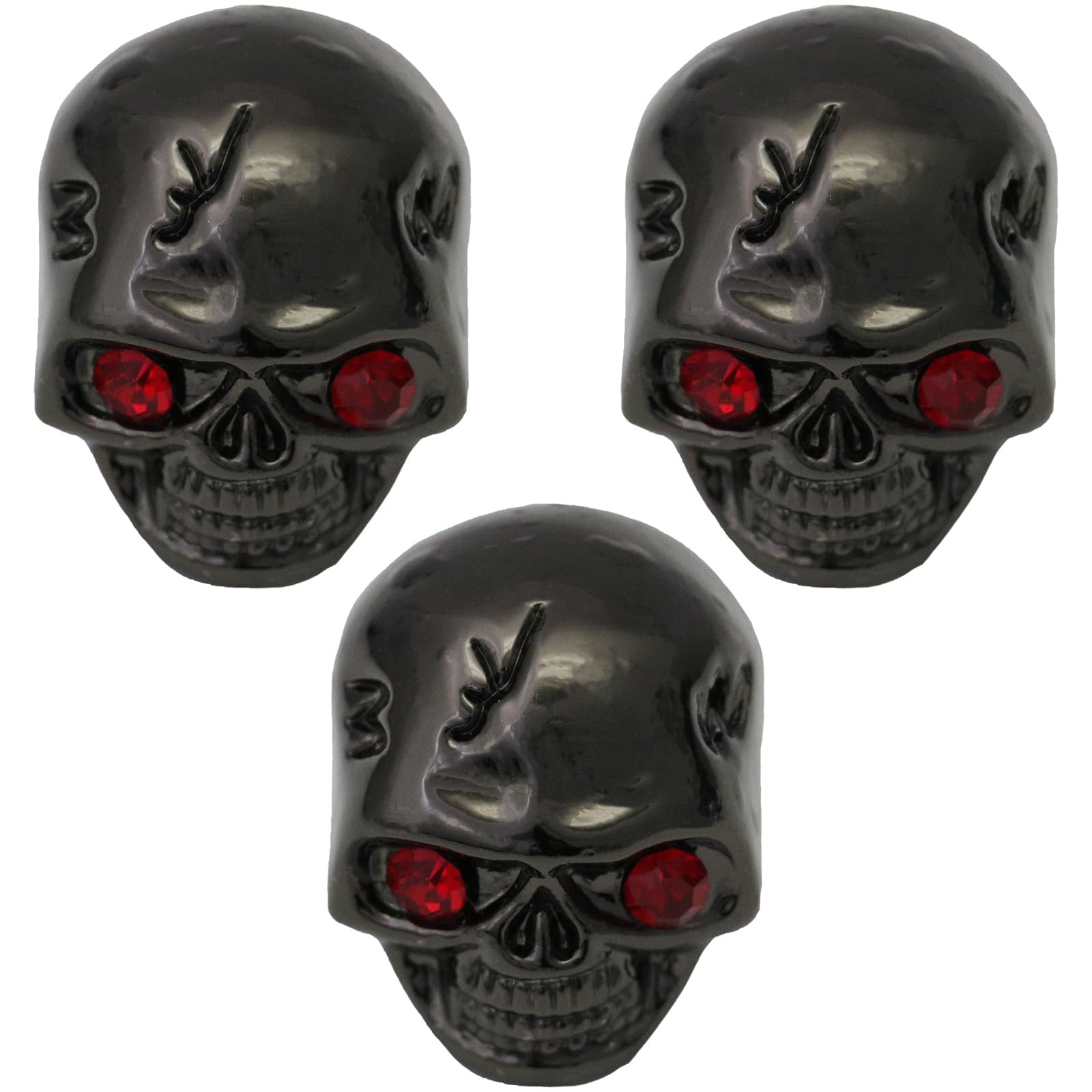 6mm Round Hole Metal Skull Guitar Volume/Tone Control Knob For Instrument/Amplifier Pack of 3 (Black)