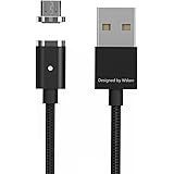 Wsken Mini2 Micro USB Magnetic LED Display Data Sync Fast Charge 3.28ft Cable for Android (Black)