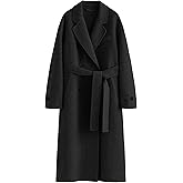 Peaceglad Womens Pea Coats Fall Long Trench Coat Double Breasted Button Down Lapel Belted Peacoat
