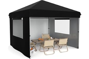 VerisShade 10x10 Pop Up Canopy Tent Outdoor Canopy with 4 Removable Sidewalls Heavy Duty Commercial Instant Tent Shelter (Black, 10x10FT/3 Side Walls)