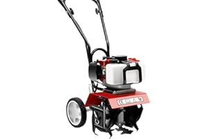 DMSIDN Mini Tiller Cultivator Gas Power, Powerful 52CC 2-Stroke Engine Tilling Yard Garden Farm Machine for Ploughing, Furrowing, Weeding